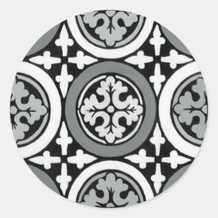 Decoratieve renaissance Rosette Tile Design Ronde Sticker
