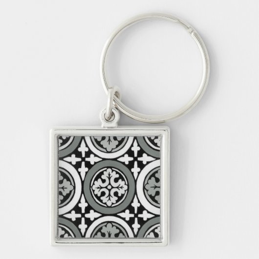 Decoratieve renaissance Rosette Tile Design Sleutelhanger (Voorkant)