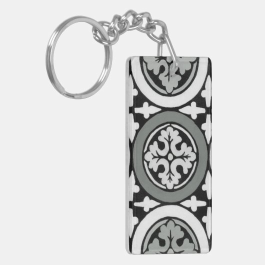 Decoratieve renaissance Rosette Tile Design Sleutelhanger (Voorkant Links)