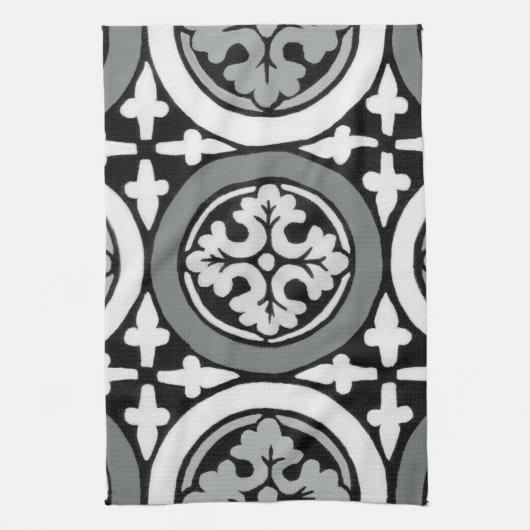 Decoratieve renaissance Rosette Tile Design Theedoek (Verticaal)
