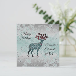 Decoratieve rendieren Kerstsneeuwvlokken Kaart