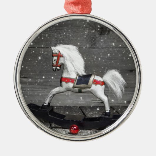 Decoratieve Rocking Horse Metalen Ornament (Voorkant)