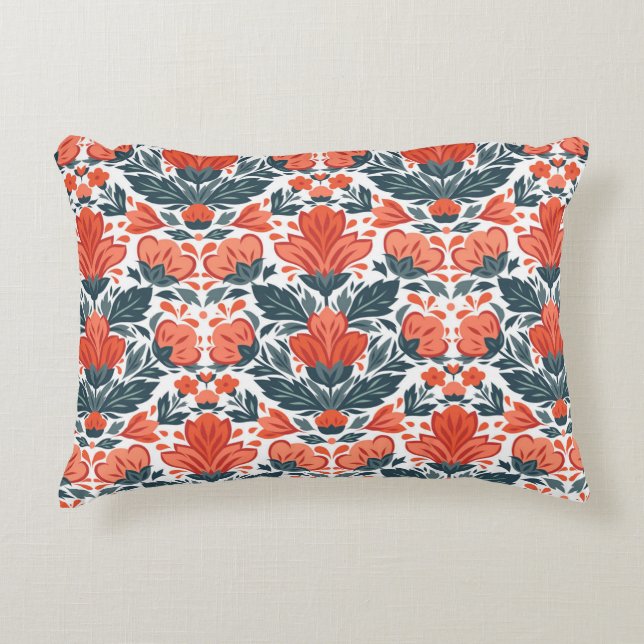 Decoratieve rode bloemen accent kussen (Voorkant)