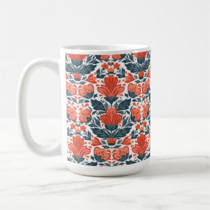 Decoratieve rode bloemen koffiemok