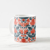 Decoratieve rode bloemen koffiemok (Voorkant links)