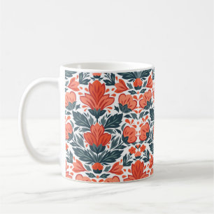 Decoratieve rode bloemen koffiemok