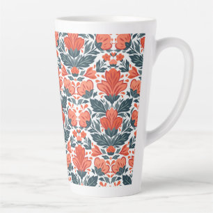Decoratieve rode bloemen latte mok