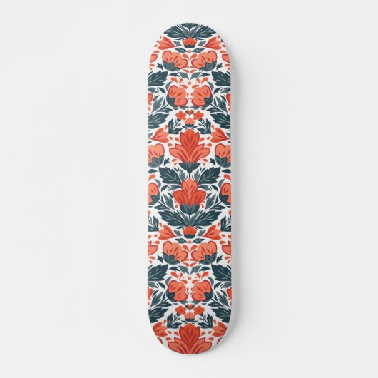 Decoratieve rode bloemen persoonlijk skateboard (Voorkant)