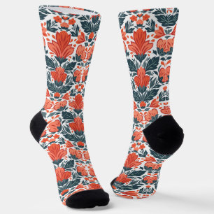 Decoratieve rode bloemen sokken