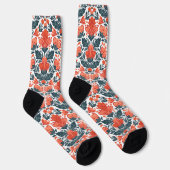 Decoratieve rode bloemen sokken (Rechts)