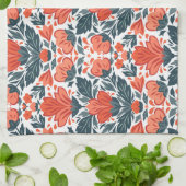 Decoratieve rode bloemen theedoek (Gevouwen)