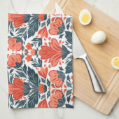 Decoratieve rode bloemen theedoek (Quarter Fold)
