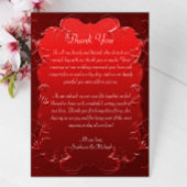 Decoratieve rode bruiloft dank u kaart