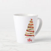 Decoratieve rode en gouden kerstboom latte mok (Rechterhoek)