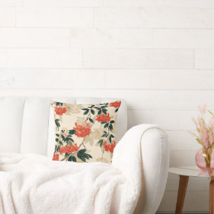 Decoratieve rode en witte bessen ontwerp kussen