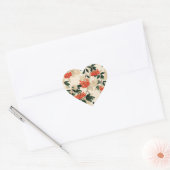 Decoratieve rode en witte bessen patroon hart sticker (Envelop)