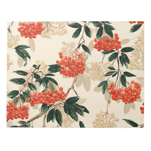 Decoratieve rode en witte bessen patroon notitieblok (Voorkant)