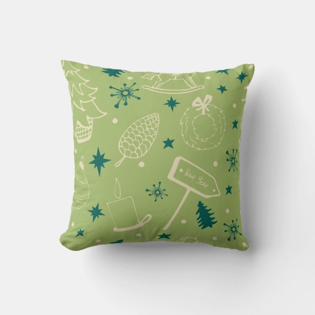 Decoratieve rode en witte kerstboom  kussen (Voorkant)