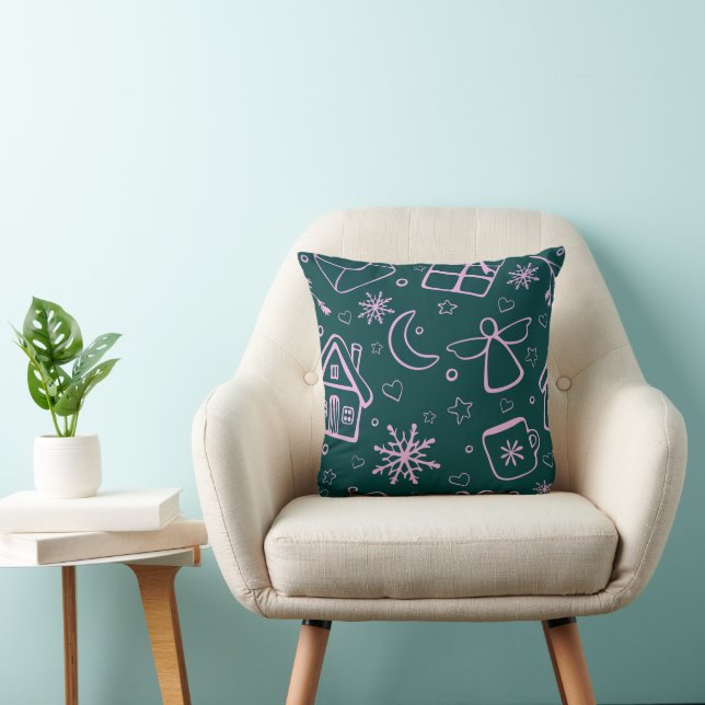 Decoratieve rode en witte kerstboom kussen (Stoel)