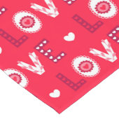 Decoratieve rode en witte woorden korte tafelloper (Hoek)