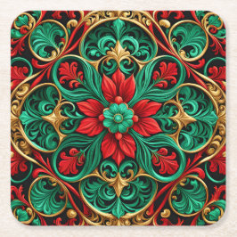Decoratieve rode groene feestdag papieren coasters kartonnen onderzetters
