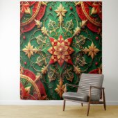 Decoratieve rode groene feestelijke achtergrond wandkleed (In situ)