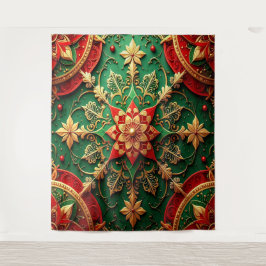 Decoratieve rode groene feestelijke achtergrond wandkleed