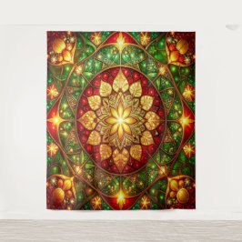 Decoratieve rode groene feestelijke achtergrond wandkleed