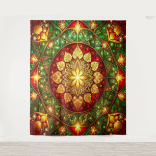 Decoratieve rode groene feestelijke achtergrond wandkleed