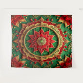 Decoratieve rode groene feestelijke achtergrond wandkleed (Voorkant (horizontaal))
