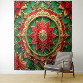 Decoratieve rode groene feestelijke achtergrond wandkleed (In situ)
