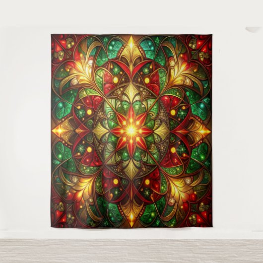 Decoratieve rode groene feestelijke achtergrond wandkleed (Voorkant)