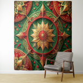 Decoratieve rode groene feestelijke achtergrond wandkleed (In situ)