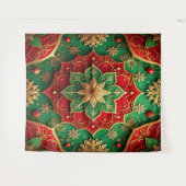 Decoratieve rode groene feestelijke achtergrond wandkleed (Voorkant (horizontaal))