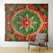 Decoratieve rode groene feestelijke achtergrond wandkleed (In Situ (horizontaal))
