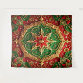 Decoratieve rode groene feestelijke achtergrond wandkleed (Voorkant (horizontaal))