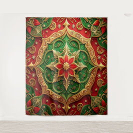 Decoratieve rode groene feestelijke achtergrond wandkleed
