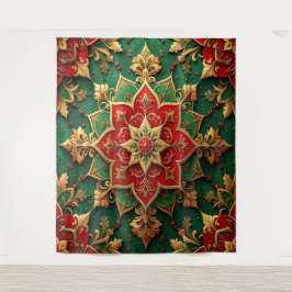 Decoratieve rode groene feestelijke achtergrond wandkleed