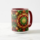 Decoratieve rode groene feestelijke mok (Voorkant rechts)