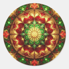 Decoratieve rode groene feeststicker ronde sticker