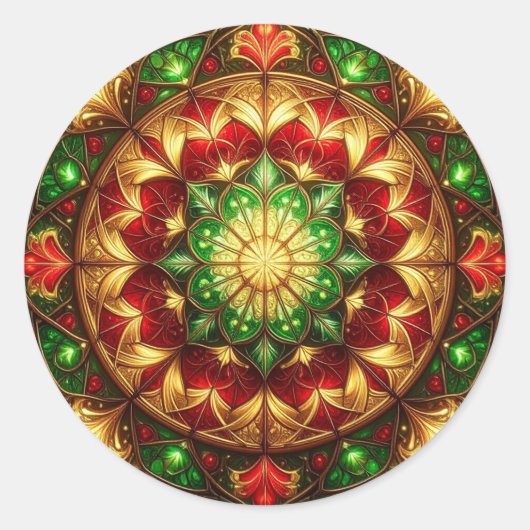 Decoratieve rode groene feeststicker ronde sticker (Voorkant)