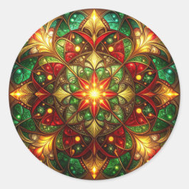 Decoratieve rode groene feeststicker ronde sticker