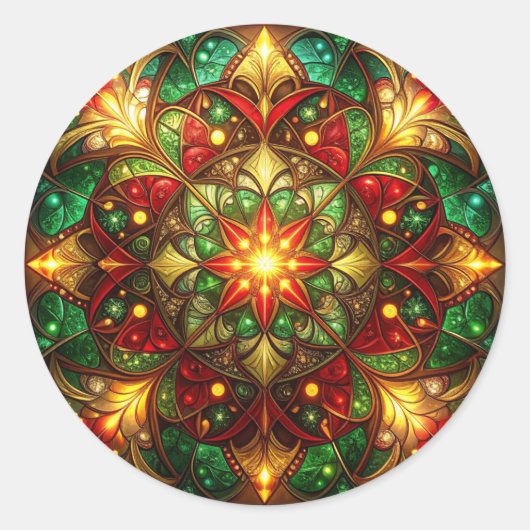 Decoratieve rode groene feeststicker ronde sticker (Voorkant)