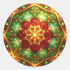 Decoratieve rode groene feeststicker ronde sticker