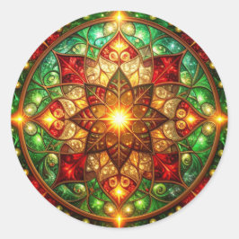 Decoratieve rode groene feeststicker ronde sticker
