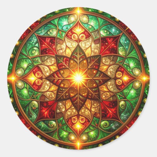 Decoratieve rode groene feeststicker ronde sticker (Voorkant)