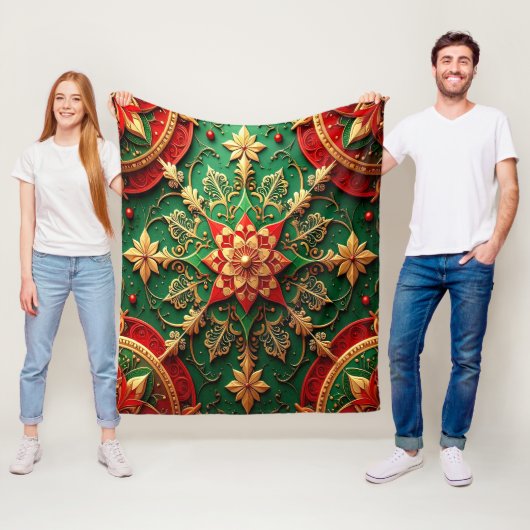 Decoratieve rode groene fleece deken (In situ)