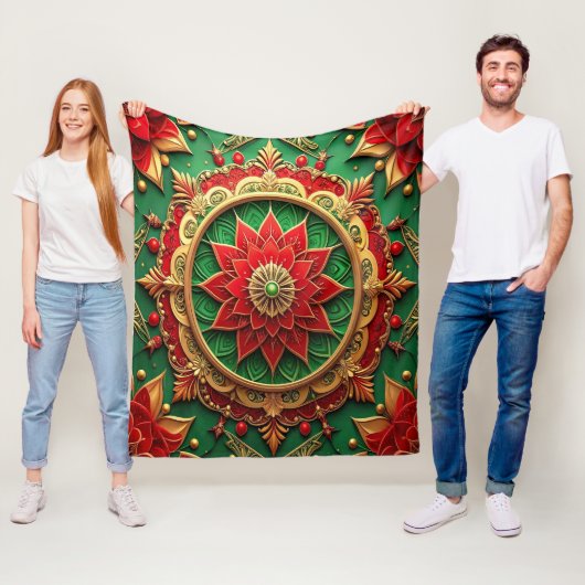 Decoratieve rode groene fleece deken (In situ)