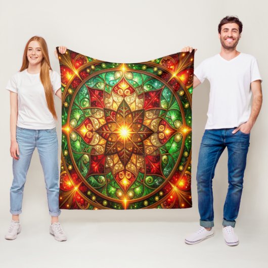 Decoratieve rode groene fleece deken (In situ)