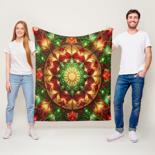 Decoratieve rode groene fleece deken (In situ)